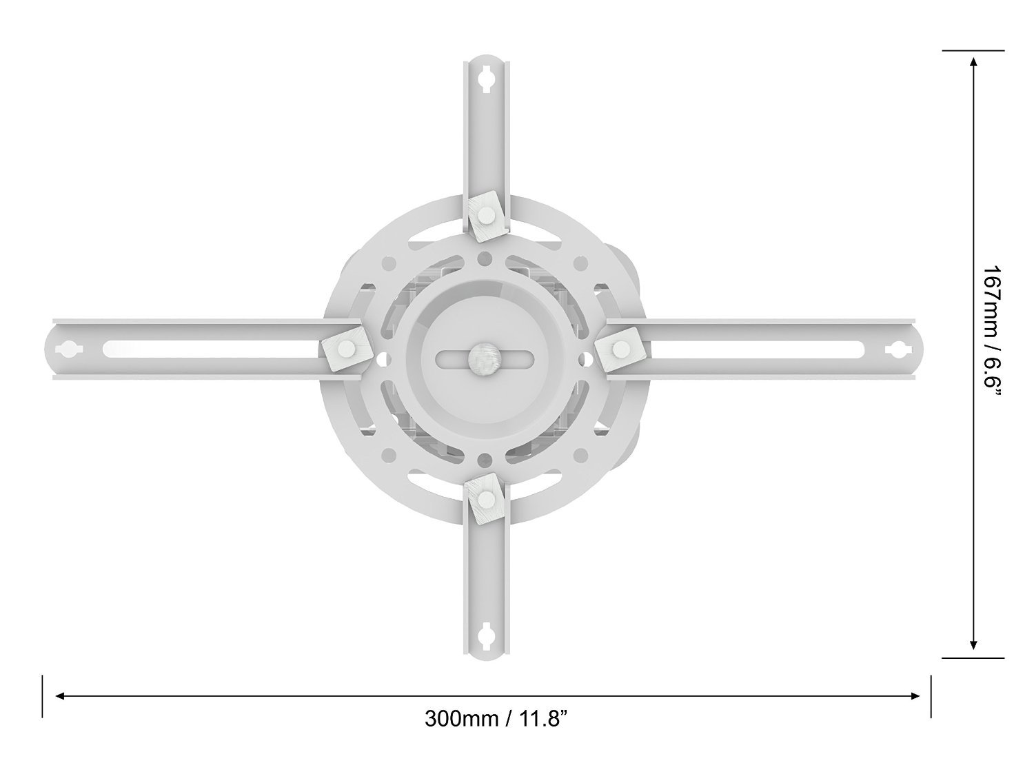 QualGear PRB-717-Wht Universal Ceiling Mount Bracket for Projectors - Secure Installation for Home Theater, Classroom & Office Presentations