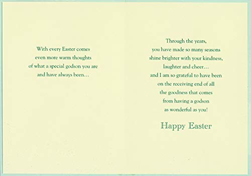 Designer Greetings Godson Easter Card with 3 Sizes of Potted Plants - Perfect for Easter Gifts, Godson Celebrations & Home Decor