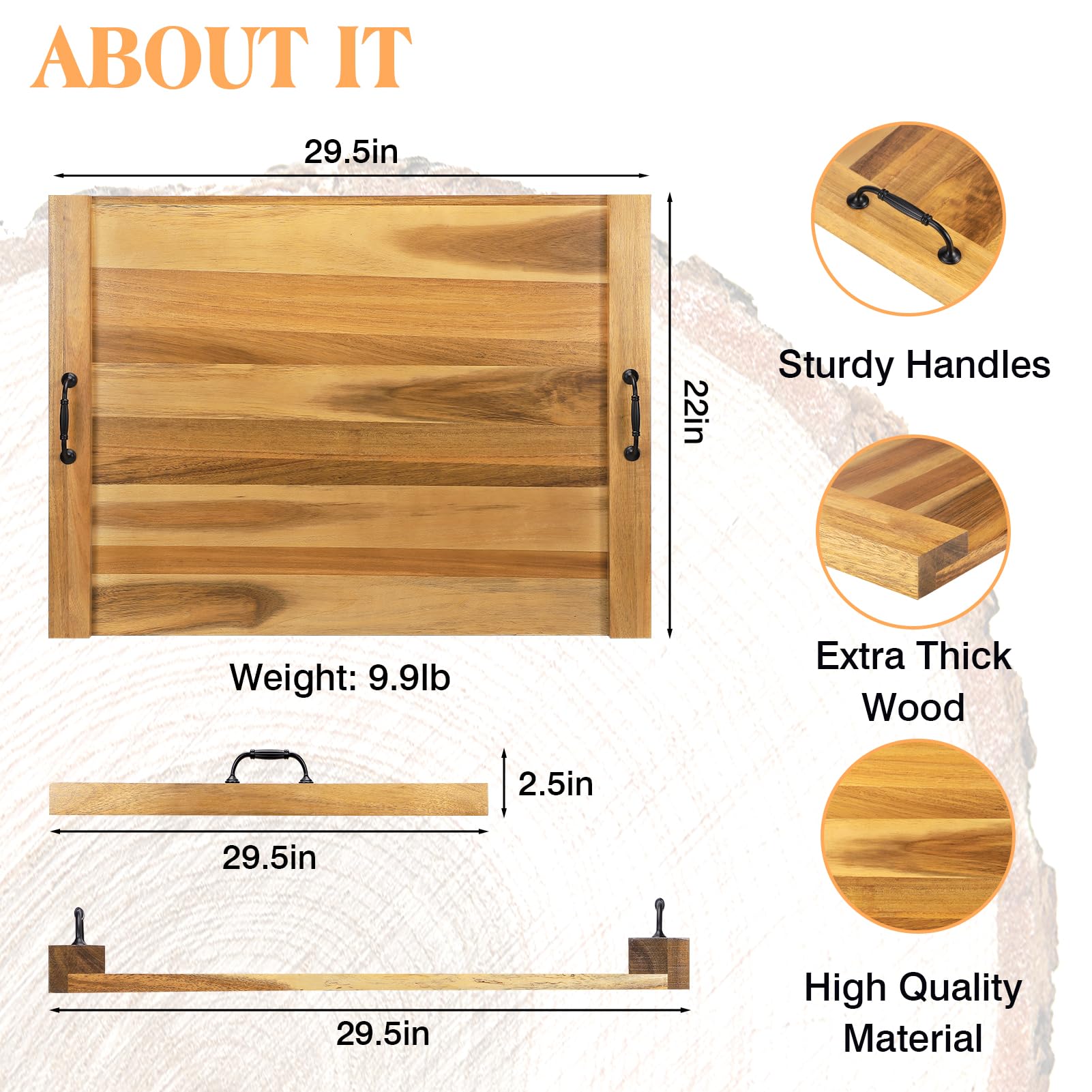 Premium Acacia Wood Stove Top Cover - 4 & 5 Burner Gas/Electric Cooktop Protector with Handle | Heat-Resistant Cutting Board & Noodle Board | Perfect for Kitchen Counter Protection & Extra Prep Space