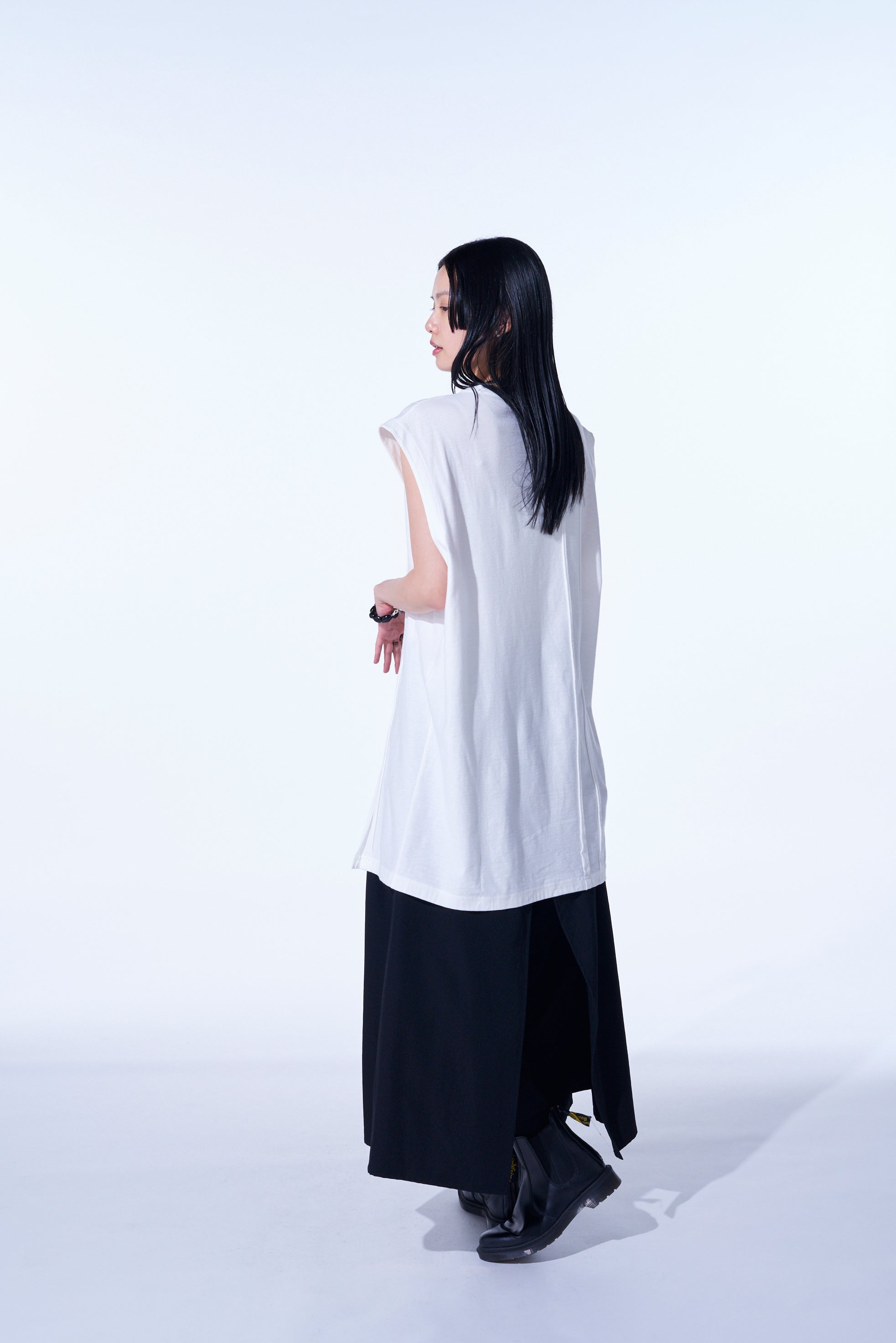 Soft Cotton Jersey Vertically Grafted Sleeveless Top with Side Slit - Breathable Summer Tank for Women | Casual Wear, Beach Outfit & Layering Staple