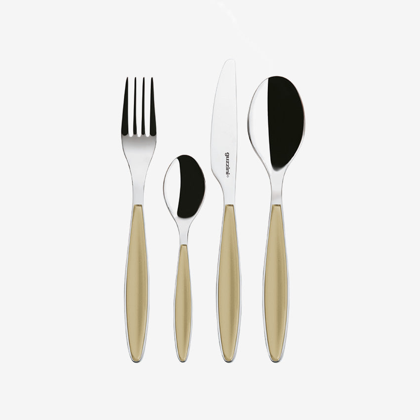 Guzzini Feeling 24-Piece Stainless Steel Cutlery Set - Knife Fork Spoon Set for Dining, Kitchen & Entertaining - Elegant Flatware for Restaurants, Weddings & Home Use