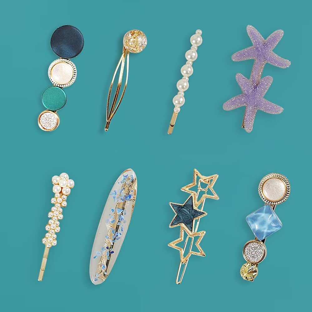 APSAMBR - Elegant Pearl Hair Barrettes Set for Women & Girls, Acrylic Resin Hair Clips with Bows, Bling Hairpins & Hair Ties - Perfect for Birthday, Valentine's Day Gifts & Special Occasions - Great for Weddings, Parties & Everyday Hair Accessories