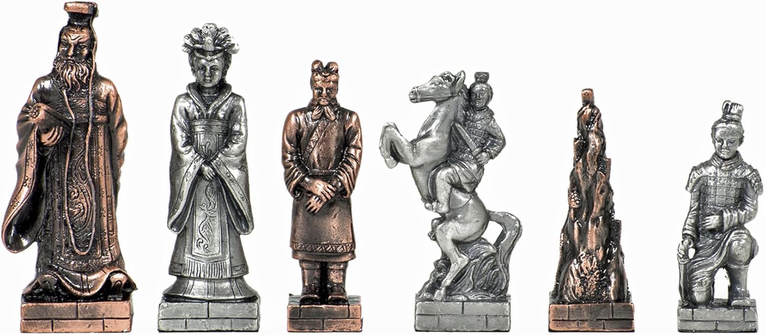 Luxury Wooden Chess Set with Qin Pewter Pieces & Storage - 15in for Adults - Perfect for Home & Office Decor