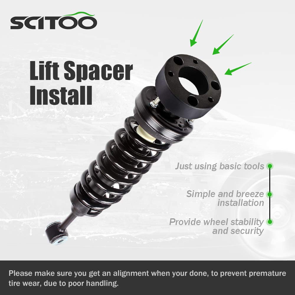 SCITOO 3 Inch Front Leveling Lift Kit for Toyota Tundra 2000-2006 | Compatible with 3.4L Engine | Lift Strut Spacer for Off-Roading & Truck Leveling | Heavy-Duty Suspension Upgrade for Improved Ground Clearance