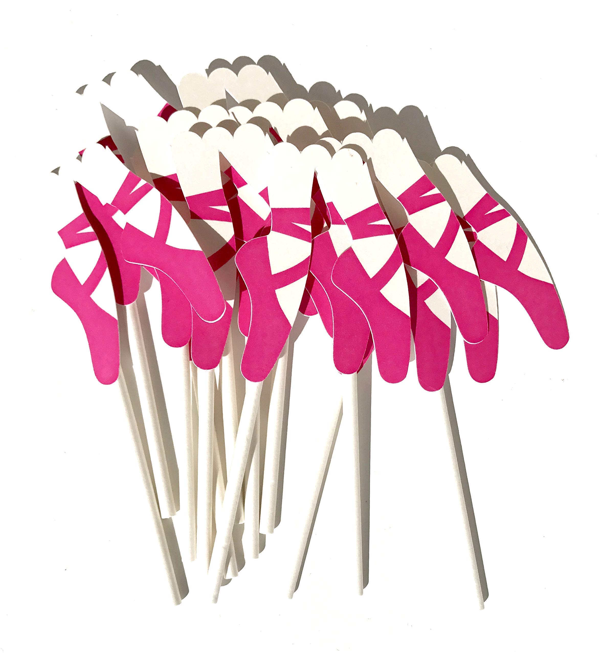 12pcs Pink Ballerina Cupcake Toppers - Ballet Slipper Cake Decorations for Baby Shower & Birthday Parties | Elegant Dessert Toppers for Wedding, Bridal Shower, Princess Theme Celebrations