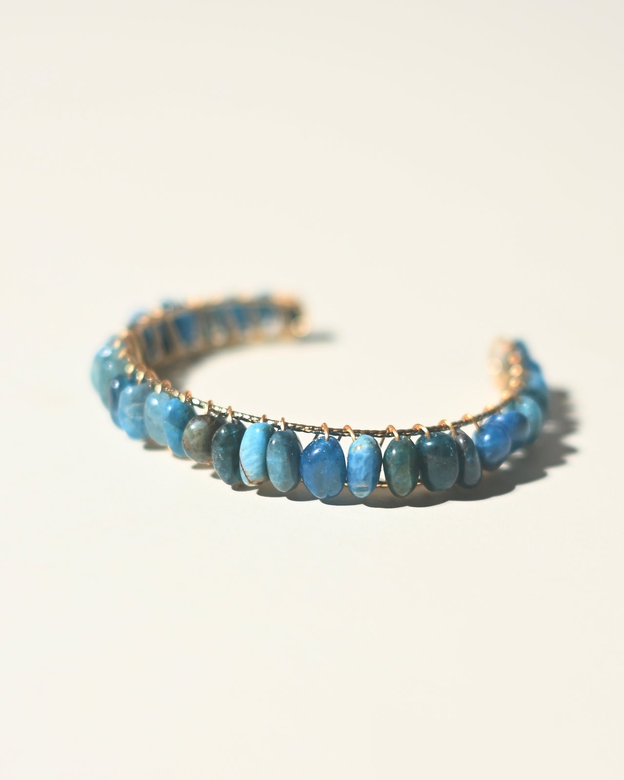 Blue Apatite Bangle Bracelet - Natural Gemstone Jewelry for Women - Perfect for Healing, Meditation & Spiritual Energy - Gift for Yoga Lovers & Crystal Enthusiasts