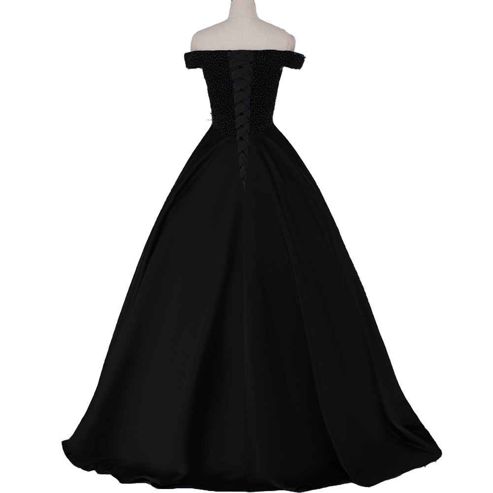 Kivary Off The Shoulder Pearl Embellished Long Corset Prom Dress - Elegant Formal Evening Gown for Homecoming, Wedding & Special Occasions