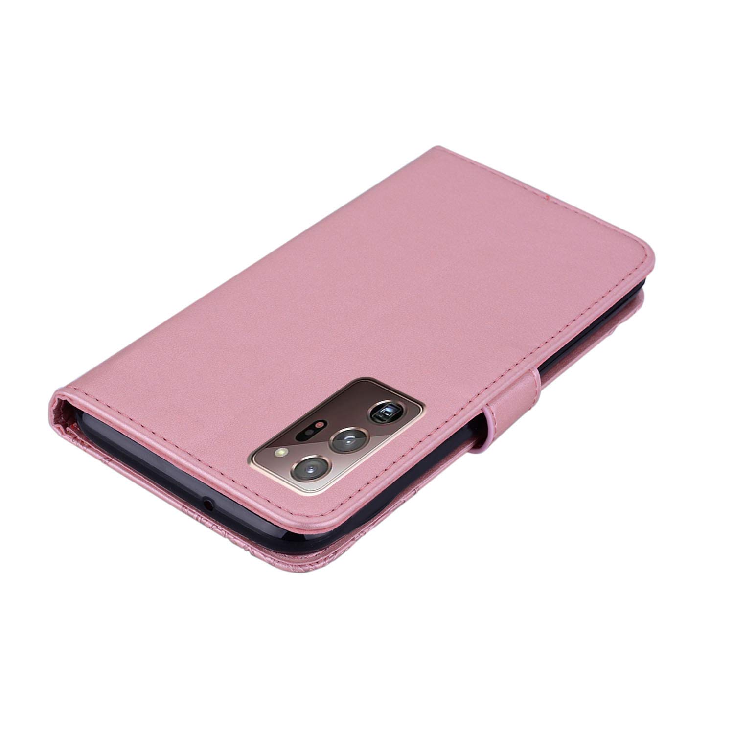 Samsung Galaxy Note 20 Ultra Case for Women - Glitter Bling Diamond PU Leather Wallet Phone Cover with Wrist Strap, Flip Stand & Card Slots (Rose Gold Owl Design) - Perfect for Daily Use, Travel & Gift Giving