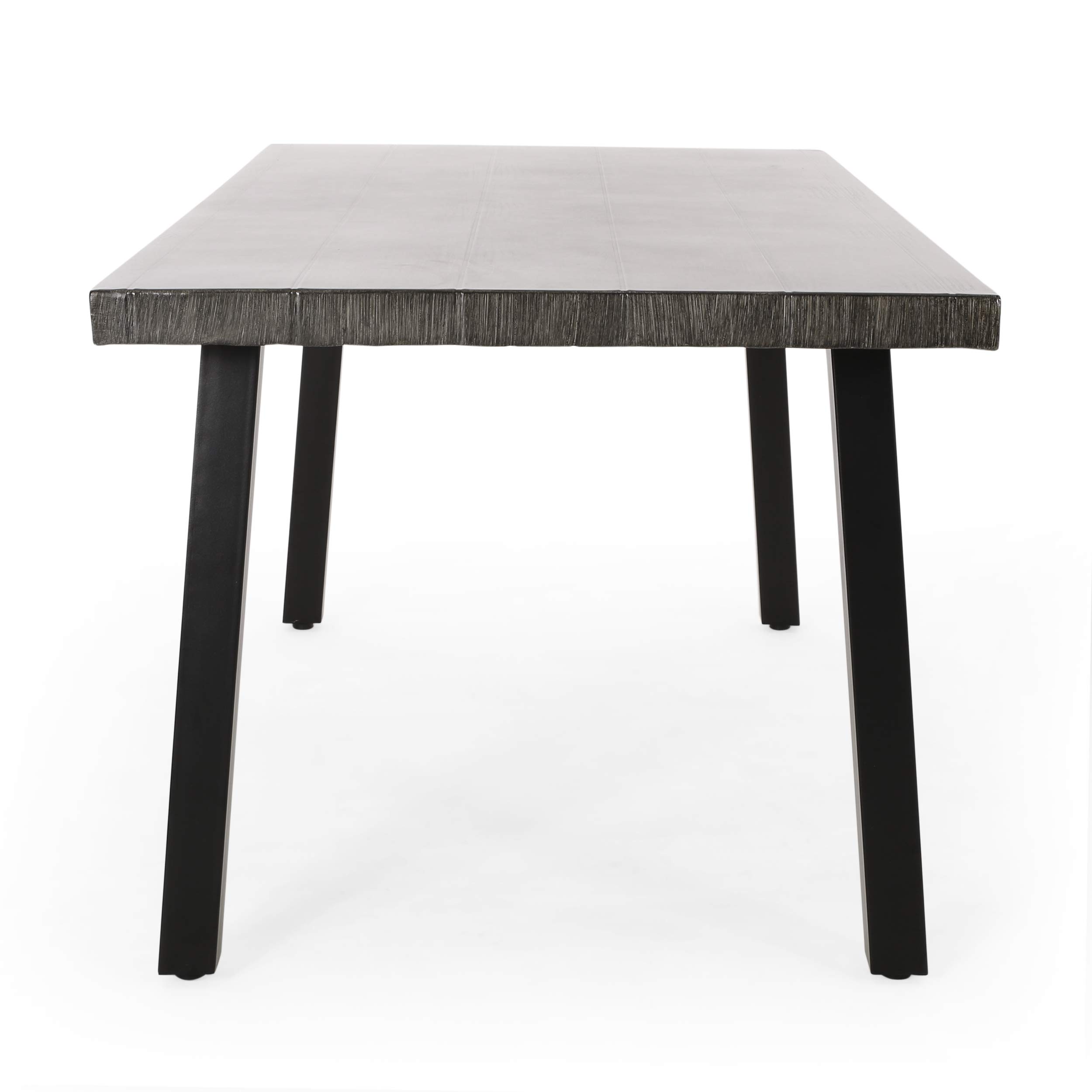 Christopher Knight Home Marcus Outdoor Modern Industrial Aluminum Dining Table - Gray & Matte Black - Perfect for Patio, Garden, and Backyard Dining