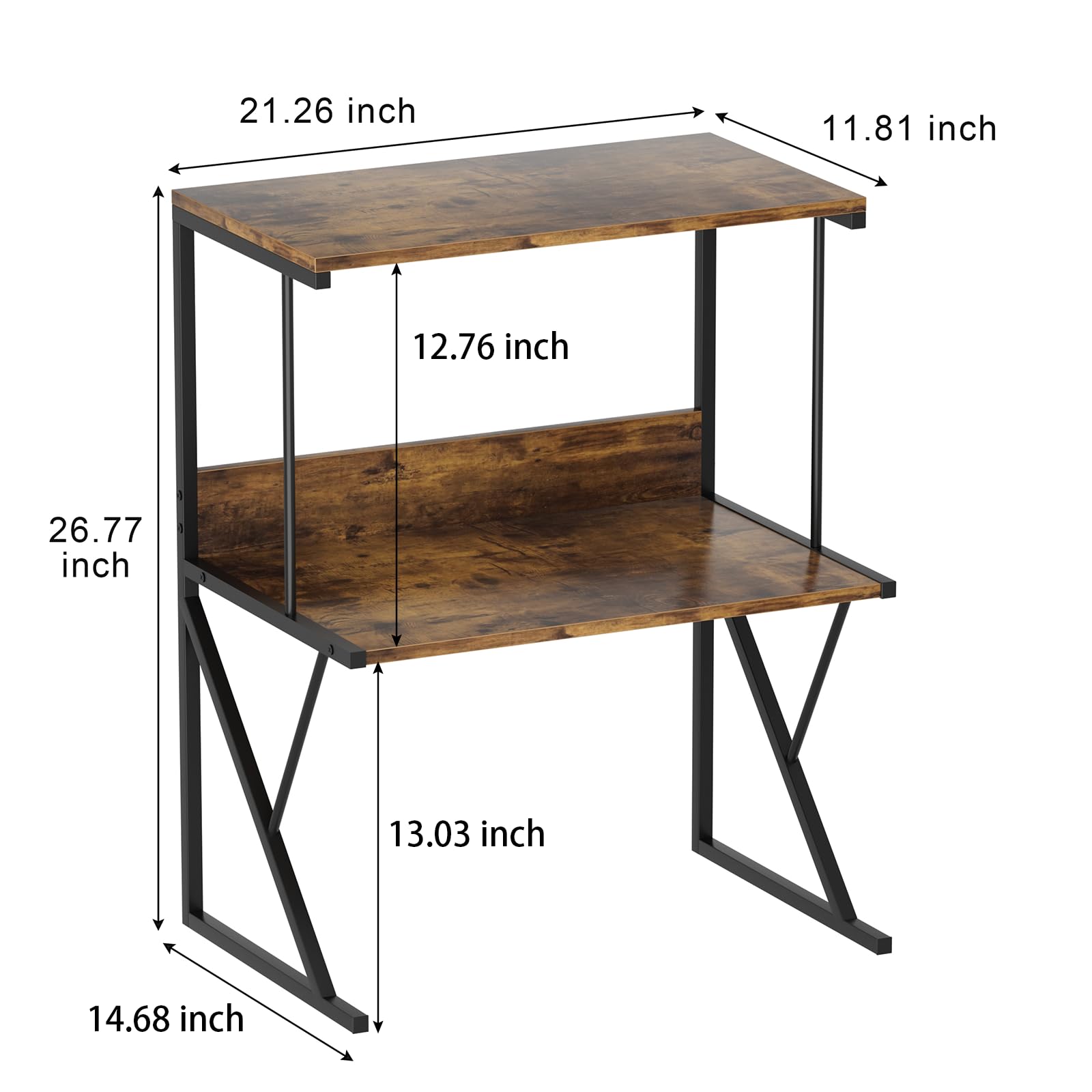 Aboxoo 3-Tier Rustic Brown Printer Stand for Desk - Multi-Purpose Office Shelf Organizer for Printer, Fax Machine & Books | Perfect for Home Office & Workspace Organization