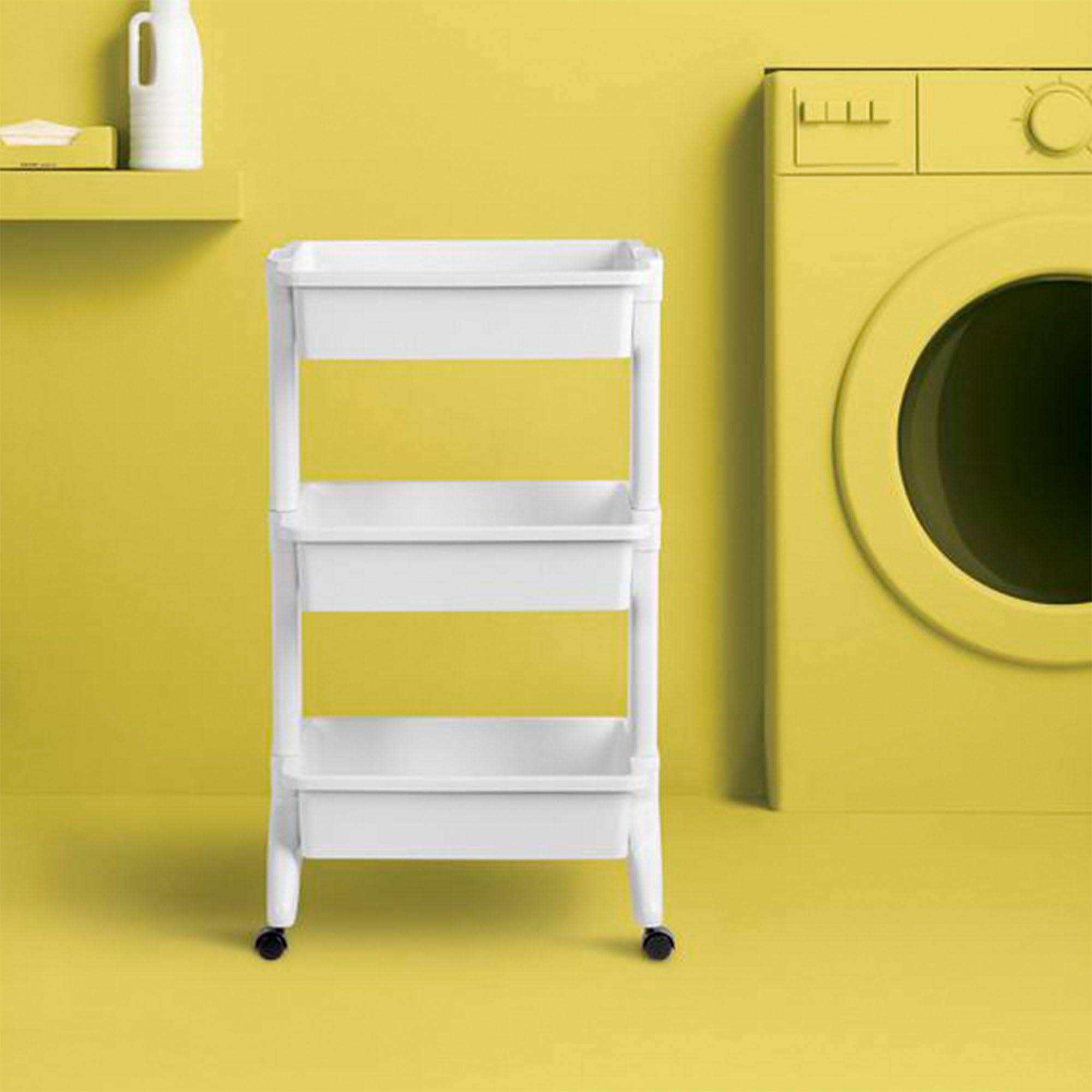 Sterilite 3-Tier Rolling Utility Cart with 360° Wheels - 10 lb Capacity per Tier, White Storage Organizer (6-Pack) - Perfect for Kitchen, Bathroom, Office & Dorm Organization