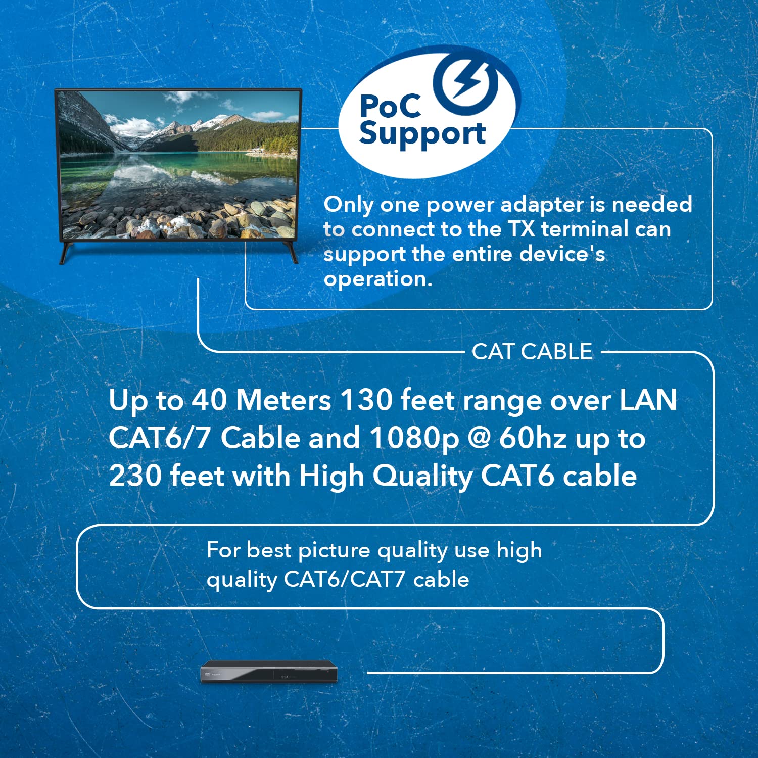 OREI UltraHD HDMI Extender 4K 18G HDBaseT Over Single CAT5e/CAT6 Cable - 4K@60Hz up to 230FT, 1080P up to 330FT with IR Remote - Power Over Cable, Zero Latency - Perfect for Home Theater, Gaming & Conference Room Setup