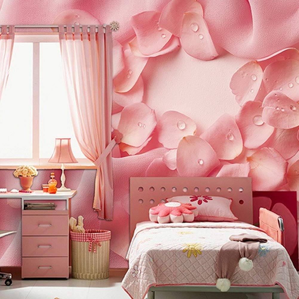 Large Pink Rose Flower Wall Mural - 3D Self-Adhesive Wallpaper for Wedding, Girls Room Decor (157x110 inches) - Perfect for Bedroom, Nursery, and Party Backdrop