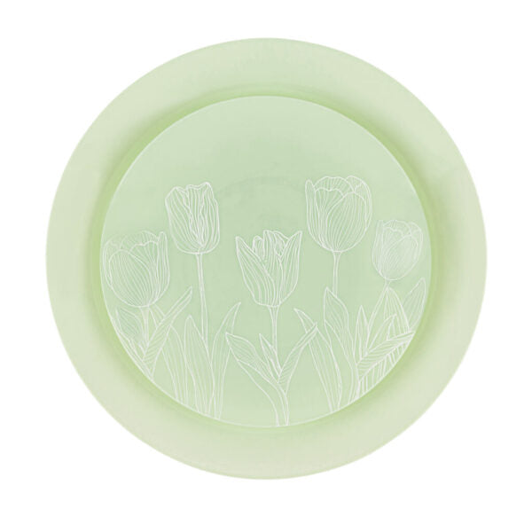 32-Piece Mint Green & White Tulip Round Plastic Dinnerware Set - BPA-Free, Shatterproof (16 Servings) | Perfect for Outdoor Picnics, BBQs, Parties & Everyday Use
