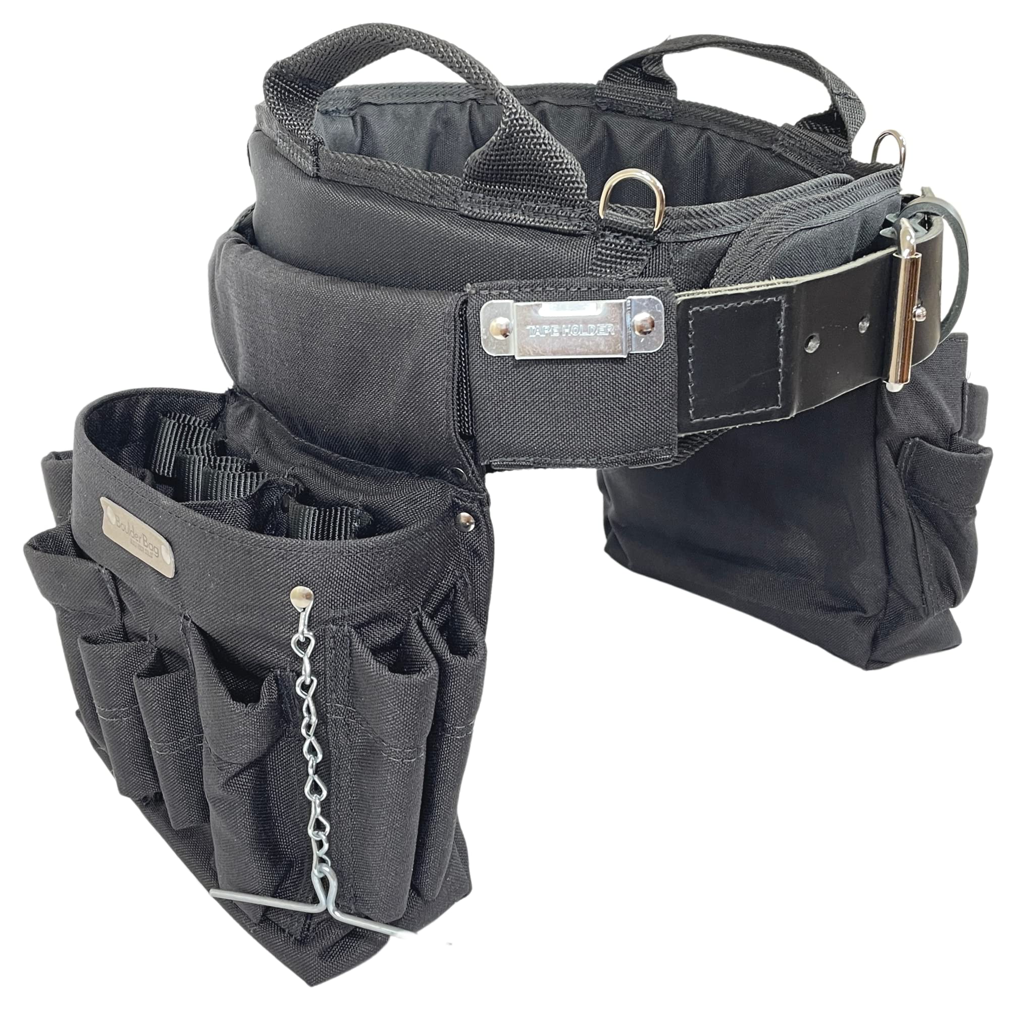 BOULDER BAG Professional Electrician's MAX Combo Tool Belt with Comfort Back Support - Heavy Duty Leather Work Belt with Buckle (Black, XL 37-42 Inch Waist) - Made in USA - Perfect for Construction, Electrical Work & Home Improvement Projects