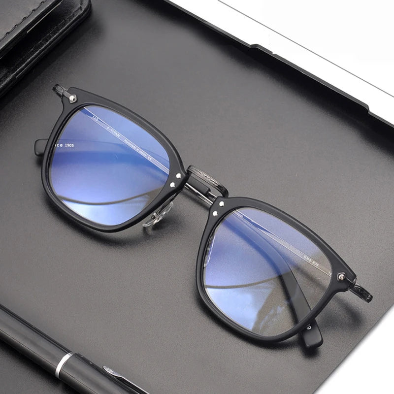 Stylish Black Unisex Titanium Acetate Square Eyeglasses G806 - Perfect for Work, Reading & Fashion Accessories