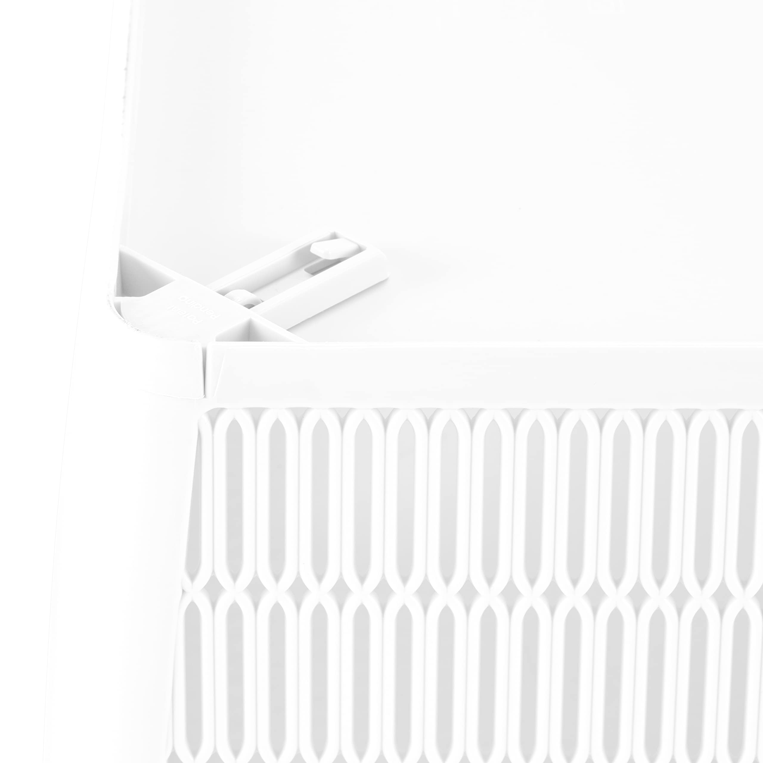 Simplify 4-Pack Shallow Slide Stackable Storage Bins | White Open Tote Baskets for Bathroom, Pantry, Playroom & Office Organization | Stackable Home & Craft Storage Solutions | Perfect for Shelves, Closets & Under-Bed Storage