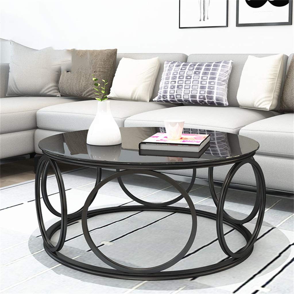 Round Coffee Table with Tempered Glass Top - Metal Side Table, End Table for Living Room, Office, Balcony | Perfect for Sofa Sets, Flower Stand & Home Decor