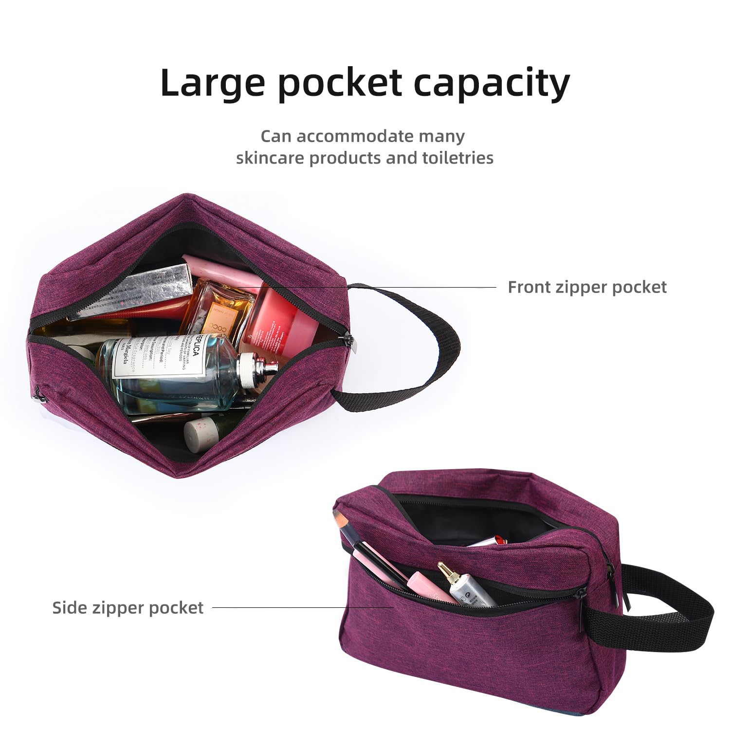 Hanging Travel Toiletry Bag for Women & Men - Waterproof Cosmetic Organizer with Multiple Pockets, Perfect for Bathroom & Airplane Travel Accessories (Deep Purple) - Ideal Gift for Vacation, Camping & Business Trips