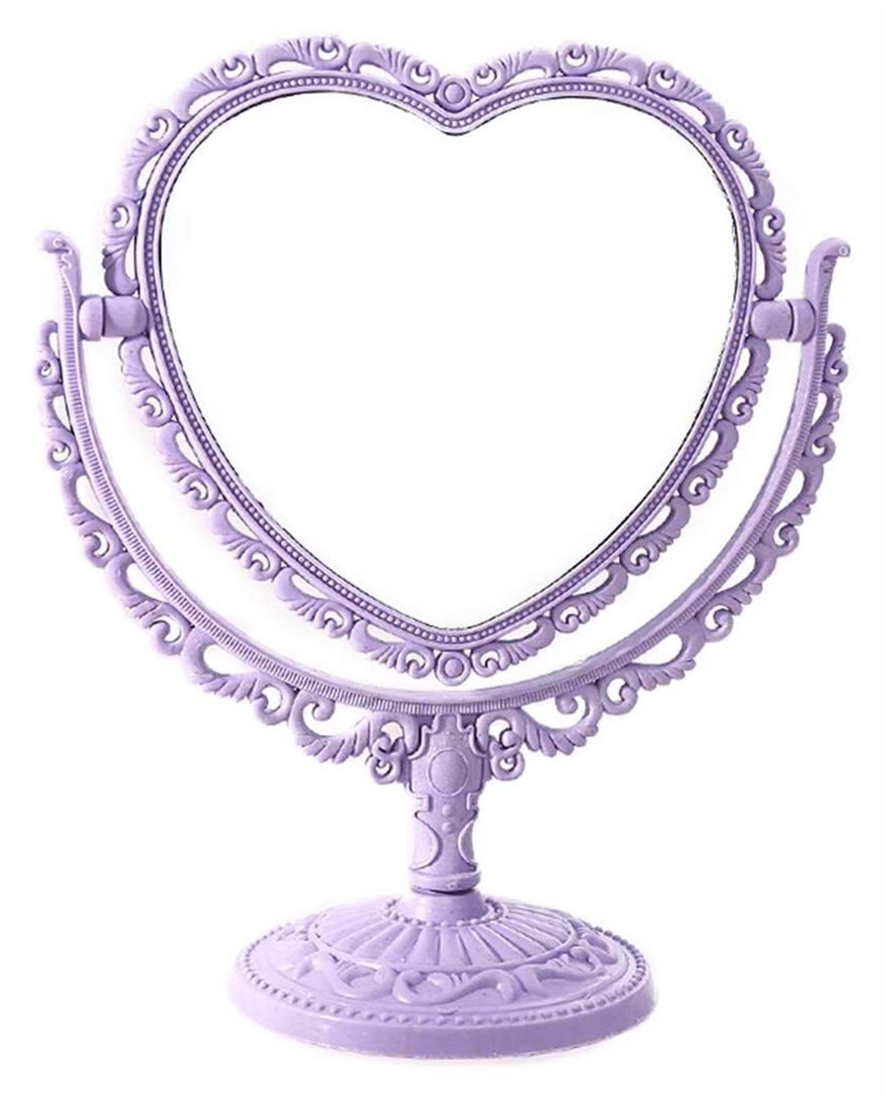 **YUESFZ Heart-Shaped Vanity Mirror with LED Lights - Portable Desktop Makeup Mirror for Girls, Dorm Room Decor, Princess Style Vanity Mirror (Purple) - Perfect for Bedroom, Bathroom & Travel**