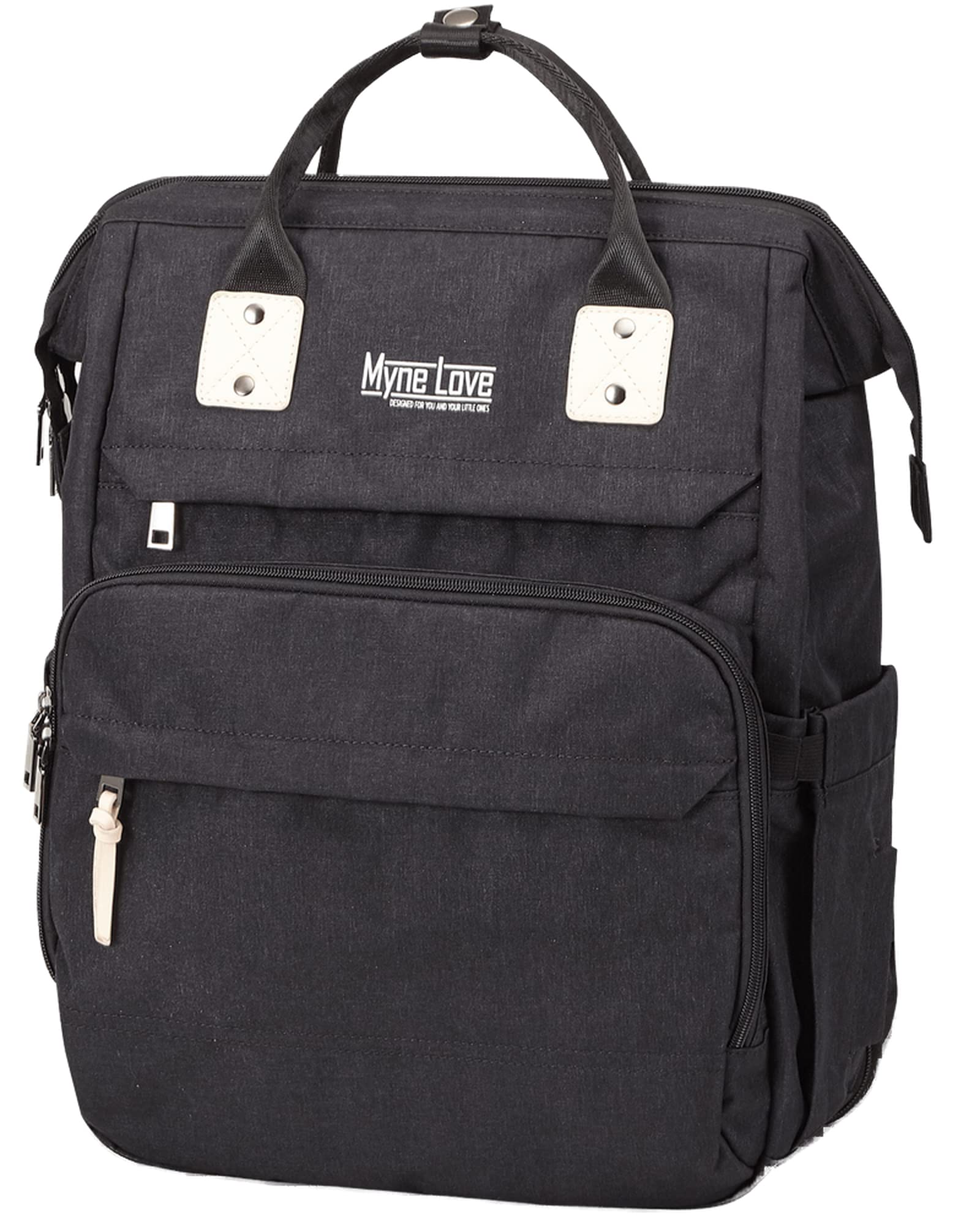 Myne Love Baby Diaper Backpack for Girls & Boys - Waterproof Travel Changing Bag with Organizer Pockets & Padded Straps - Includes Changing Pad - Perfect for Daycare, Travel & On-the-Go Parents (Black)