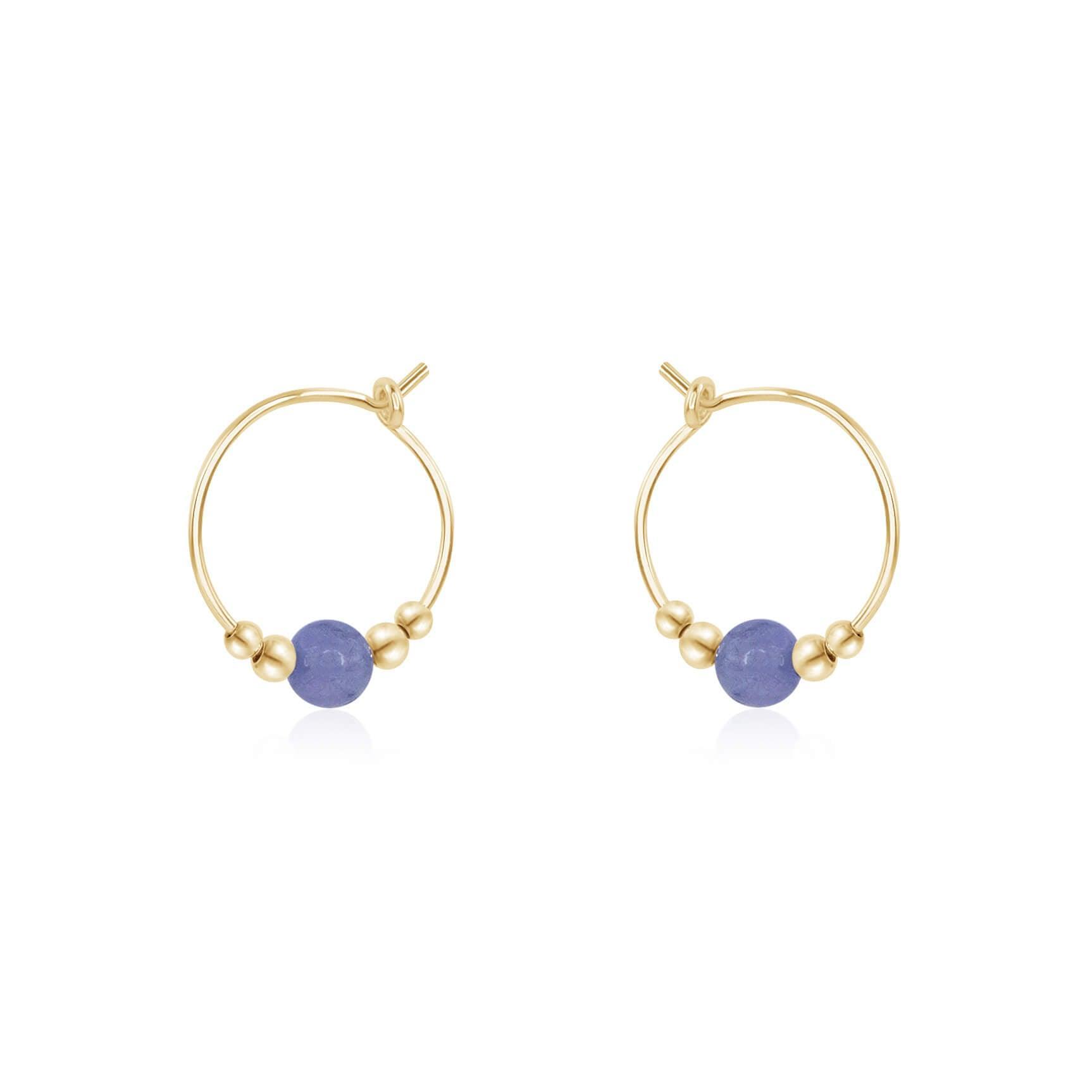 Tiny Tanzanite Gemstone Bead Hoop Earrings for Women - Dainty Sterling Silver Jewelry for Everyday Wear & Special Occasions