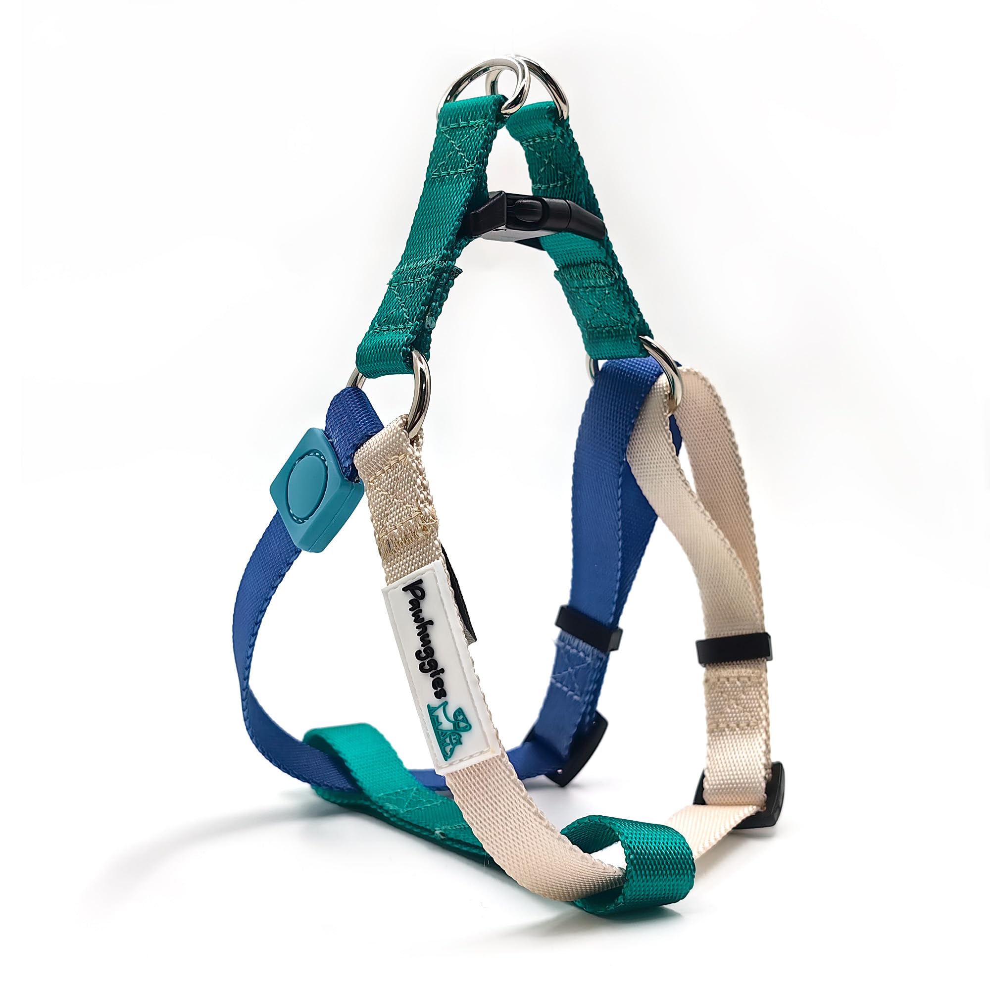 Premium No-Pull Dog Harness for Large Dogs - Adjustable Step-in Design, Tri-Color (Green/Blue/White) - Comfortable Puppy Harness for Easy Walking, Training & Outdoor Adventures