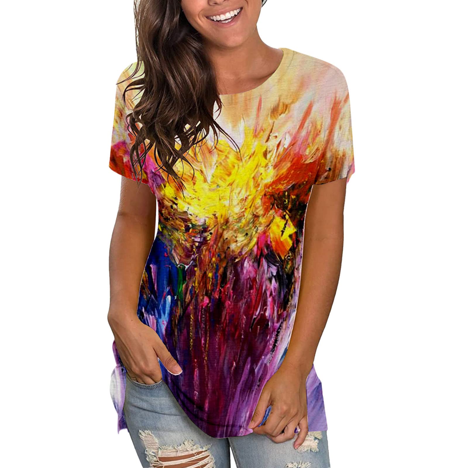Women's Summer Short Sleeve T-Shirt - Casual O-Neck Tunic Top for Women | Lightweight Breathable Blouse for Beach, Travel & Everyday Wear