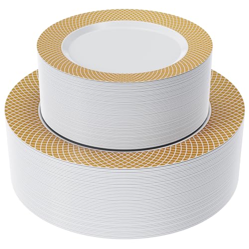 102Pack Gold Plastic Plates