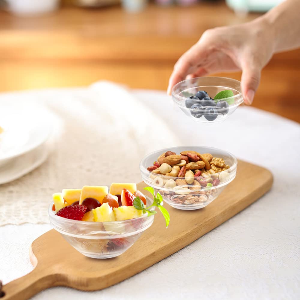 Vmiapxo 10 Pack 3 Inch Clear Glass Bowls - 2.5oz Mini Stackable Serving Bowls for Desserts, Snacks, Spices, Sauces & Tasting - Perfect for Kitchen Prep, Party Plating & Food Presentation