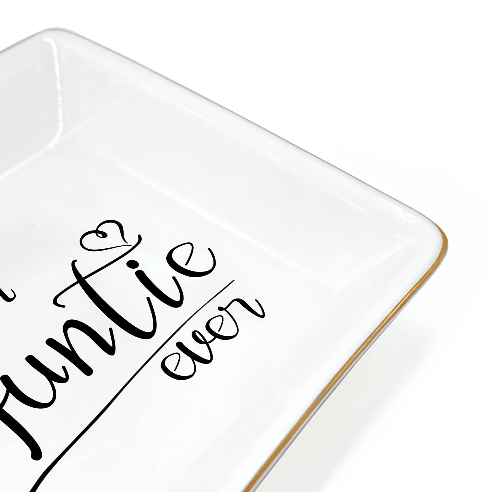 Best Aunt Ever Jewelry Dish Trinket Tray - Unique Gifts for Women, Niece & Nephew - Perfect for Birthday, Valentine's Day, Thanksgiving & Christmas - Elegant Home Decor & Jewelry Organizer for Special Occasions