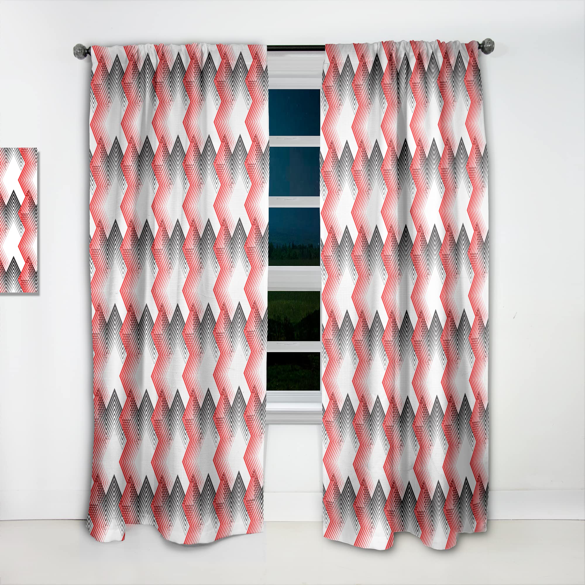 Retro Geometric Abstract Minimalist Curtains - Thermal Insulated Single Panel (52x84 inches) - Modern Window Drapes for Bedroom & Living Room - Perfect for Home Decor & Light Blocking