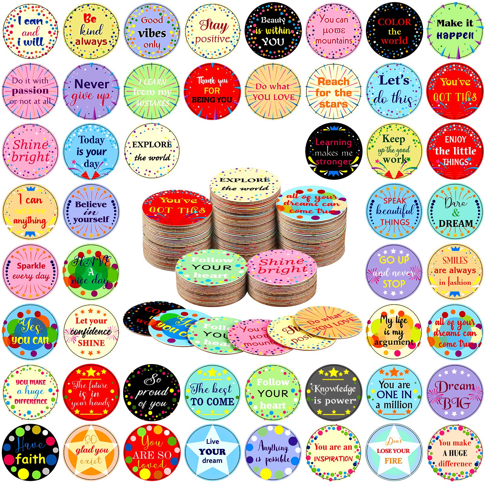 100 Pcs Positive Affirmation Cards with 50 Motivational Sayings - Inspirational Encouragement Cards for Kids, Classroom, Office & School - Cute Style Cardstock Cutouts for Daily Motivation & Self-Esteem Boost