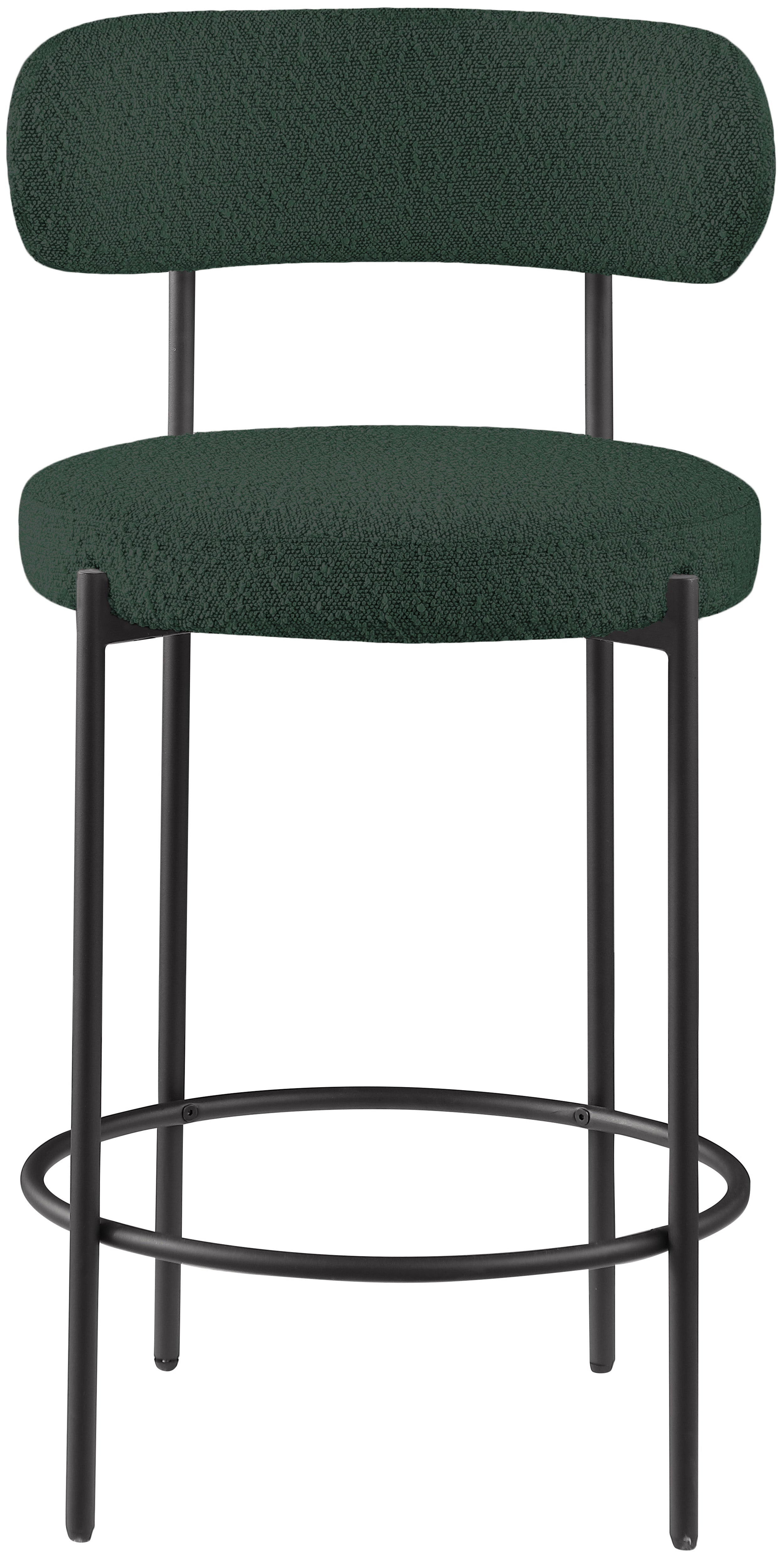 Beacon Boucle Fabric Stool - Modern Round Accent Chair with Soft Textured Upholstery for Living Room, Bedroom & Office Decor