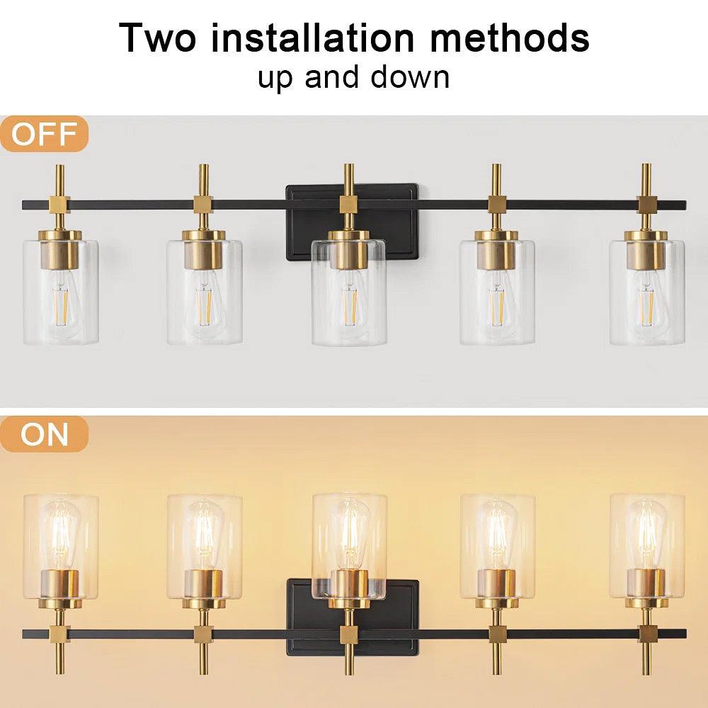 Jasper Modern Clear Glass 5-Light Bathroom Vanity Light Fixture - Perfect for Bathroom, Powder Room, and Dressing Area Lighting