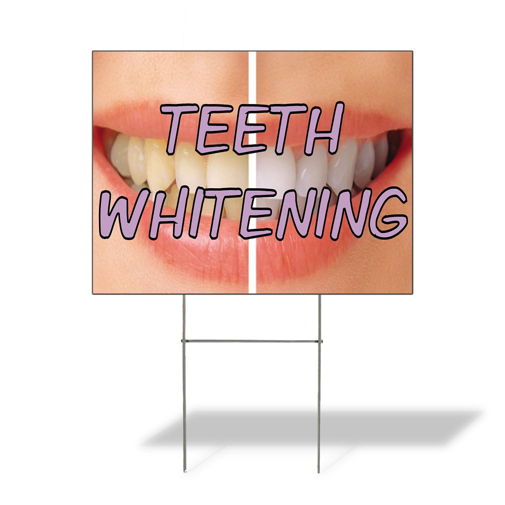 Premium 18x12 Inch Weatherproof Yard Sign for Teeth Whitening Advertising - Single Side Print, Durable White Lawn & Garden Sign for Dentists - Perfect for Promotions, Events & Outdoor Marketing