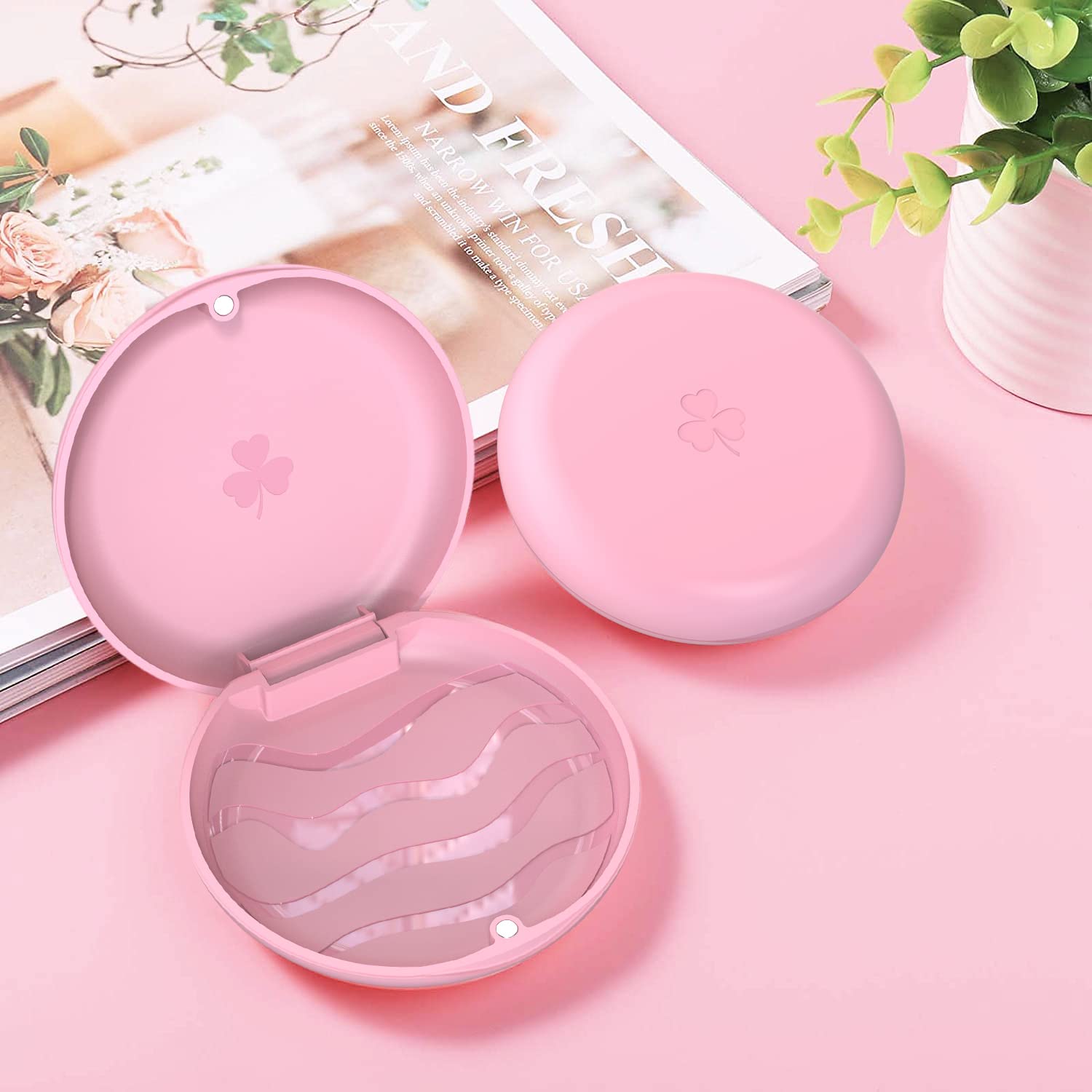 ARGOMAX 2 Pack Retainer Storage Case - BPA-Free Orthodontic Aligner Holder, Denture & Mouth Guard Travel Container (Pink) - Perfect for School, Gym & Travel Accessories Organization