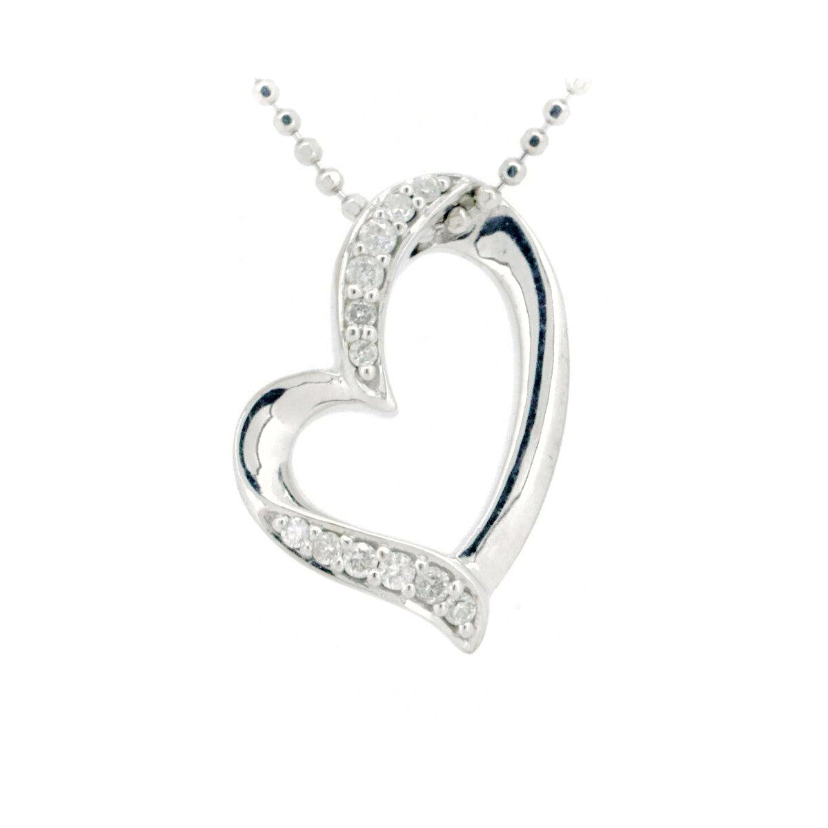 4℃ Heart Motif 18K White Gold Diamond Pendant Necklace for Women - Perfect for Valentine's Day, Anniversary & Romantic Gifts