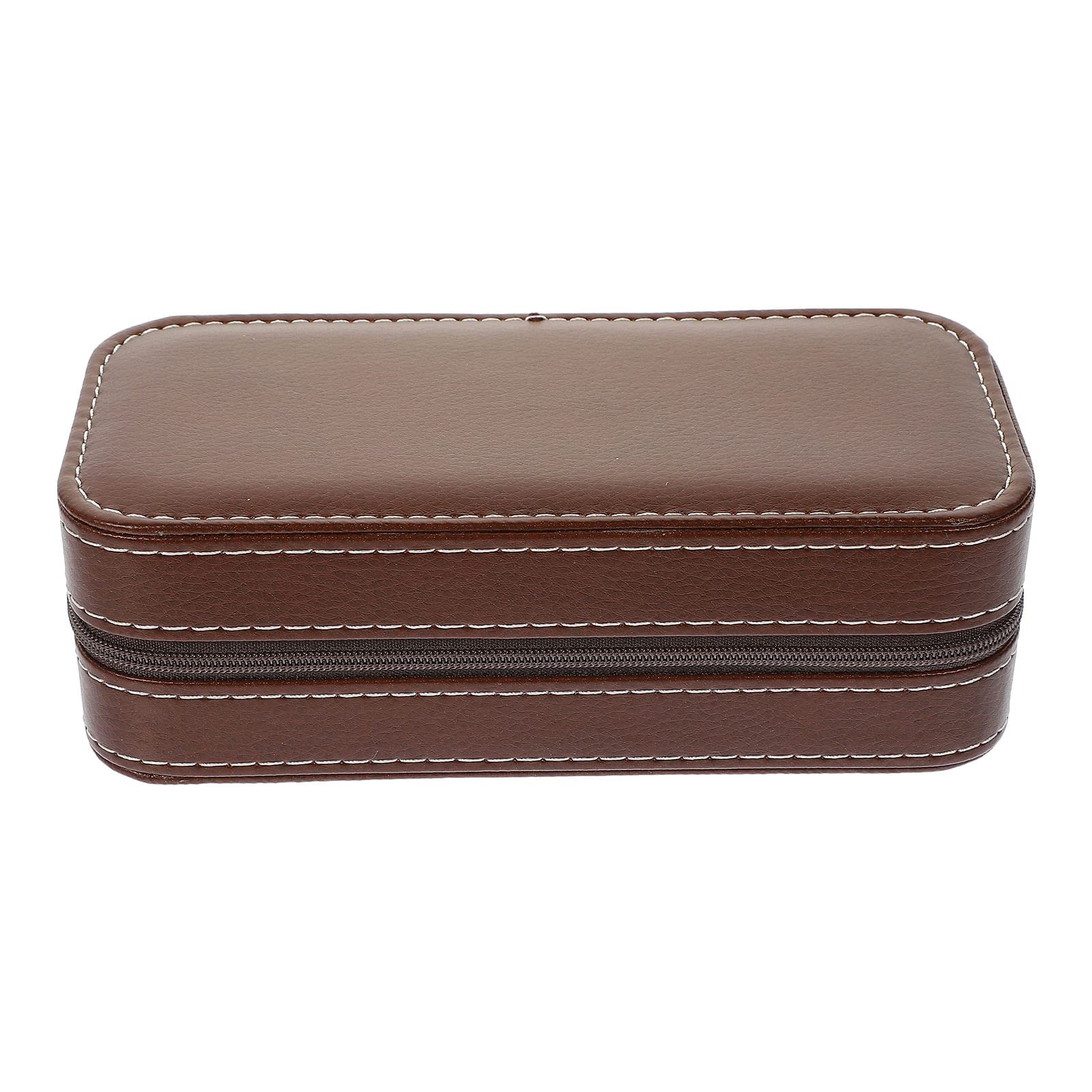 LUOZZY Genuine Leather Travel Watch Case with Zipper - PU Watch Box Holder for Men & Women, Organize & Protect Your Watches - Perfect for Travel, Business & Daily Use (Brown)