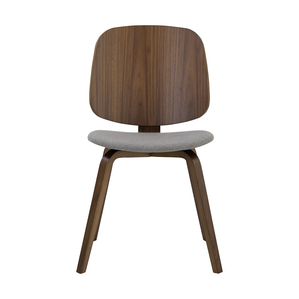 AVARIE Modern Dining Chair - Grey Fabric & Walnut Wood Frame - Comfortable Kitchen, Dining Room, or Office Seating for Home & Restaurant Use
