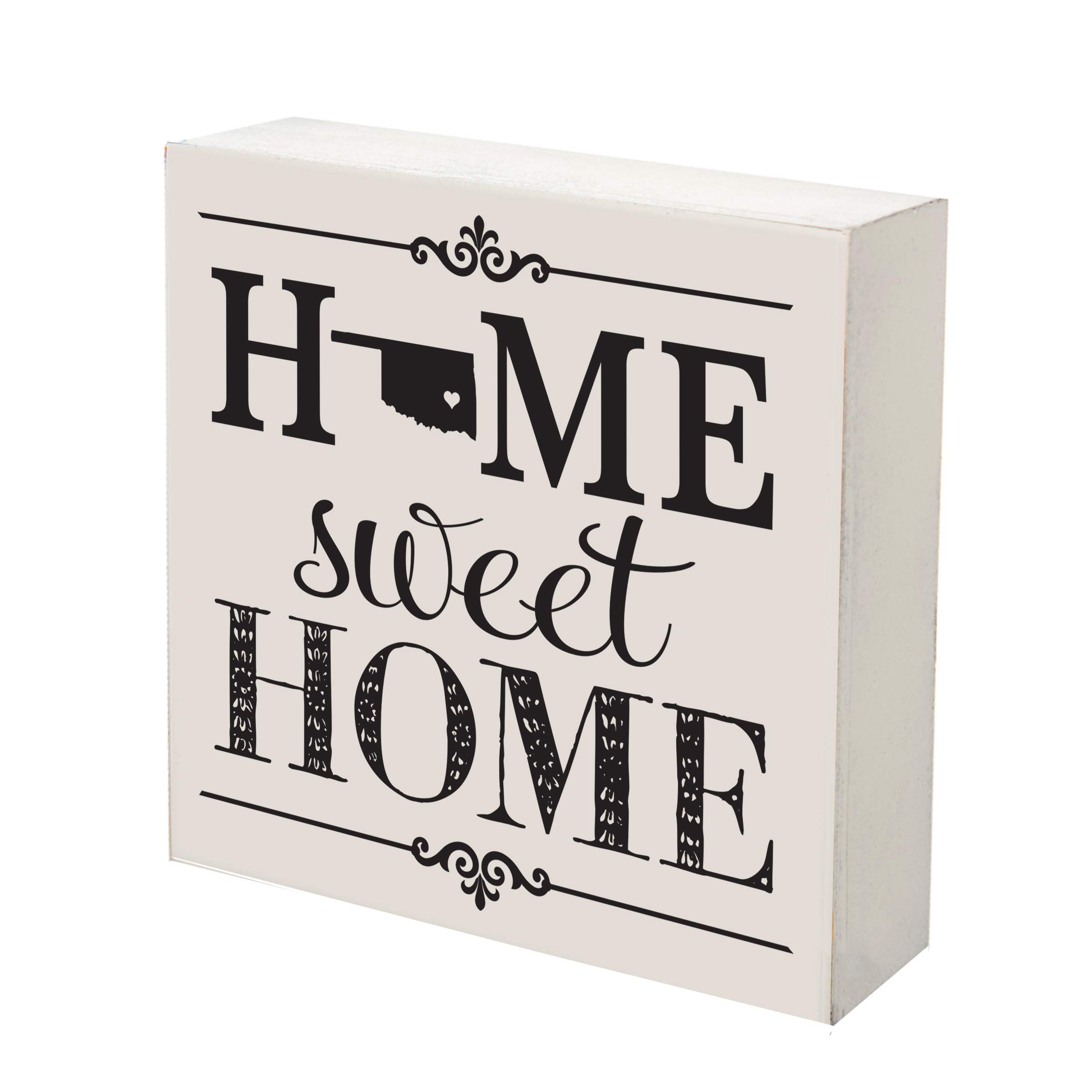 LifeSong Milestones Oklahoma Home State Shadow Box - 6x6 Inch White Wooden Wall Decor for Home Sweet Home Display, Family Established Sign, Housewarming Gift - Perfect for Shelves, Tables & Entryway Decor