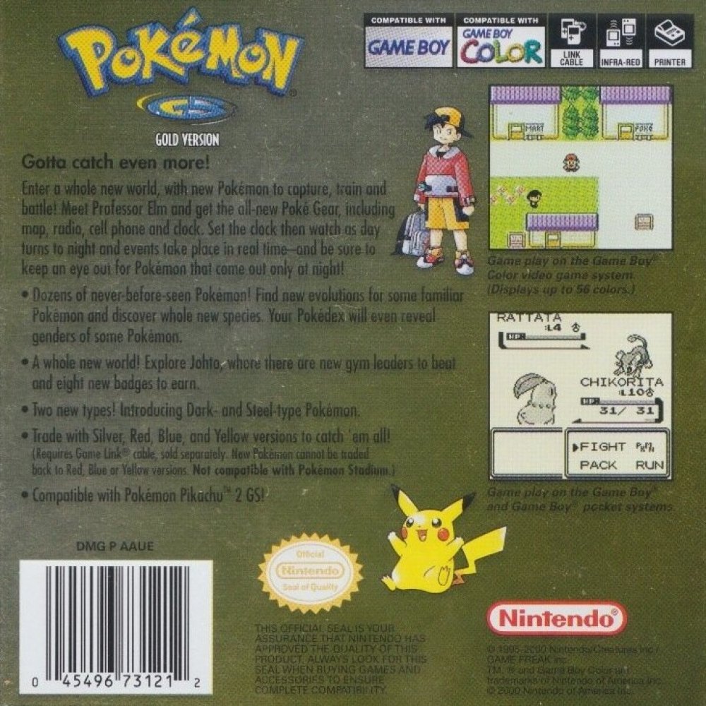 Pokemon Gold Version for Nintendo Game Boy - Classic Retro RPG Game | Perfect for Collectors & Gamers | Play at Home or On the Go