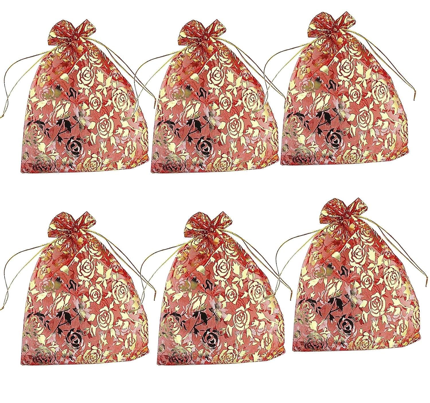 Premium Gold Organza Gift Bags with Drawstring - 9x12 cm Mesh Pouches for Makeup, Candy, Baby Shower & Christmas Party Favors (Pack of 30) - Elegant Packaging for Weddings, Birthdays & Special Events