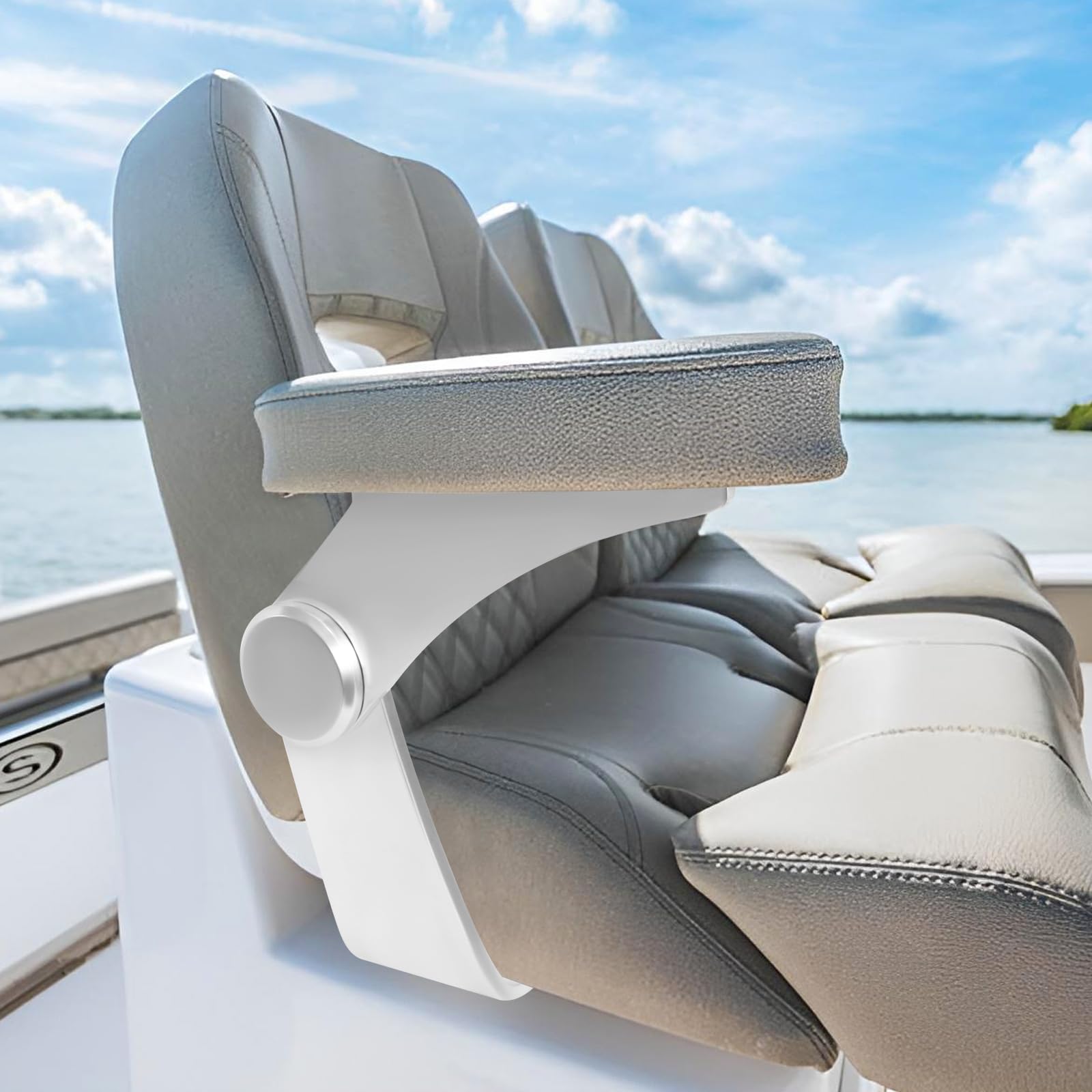 **Aluminum Boat Pivot Flip-Up Armrest Set - 80° Rotation, Left & Right Pair - Durable Marine Seat Hinge for Fishing Boats & Yachts**