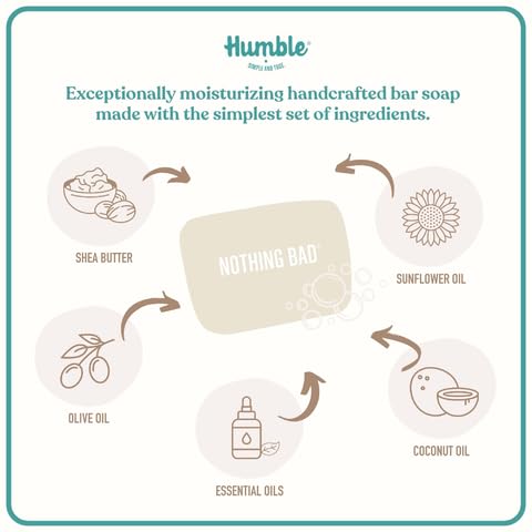 Humble Brands Organic Cold Processed Handmade Bar Soap - Moisturizing Face & Body Cleanser with Patchouli & Copal | Natural Skincare for Dry Skin & Sensitive Skin | Perfect for Shower, Bath & Gift Giving