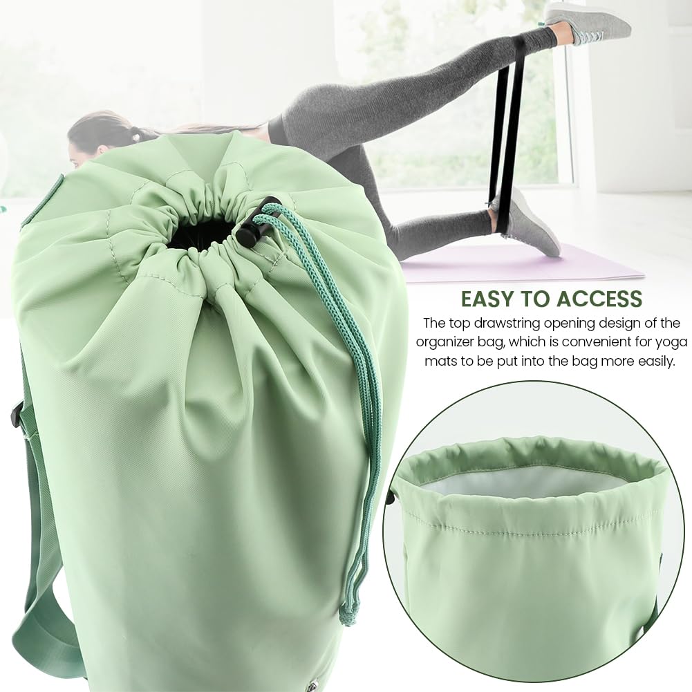 Premium Yoga Mat Bag with 2 Resistance Bands - Multi-Functional Exercise Mat Carrier for Gym, Travel & Outdoor Activities - Green Yoga Backpack with Storage Pockets for Yoga Class, Beach & Park Workouts