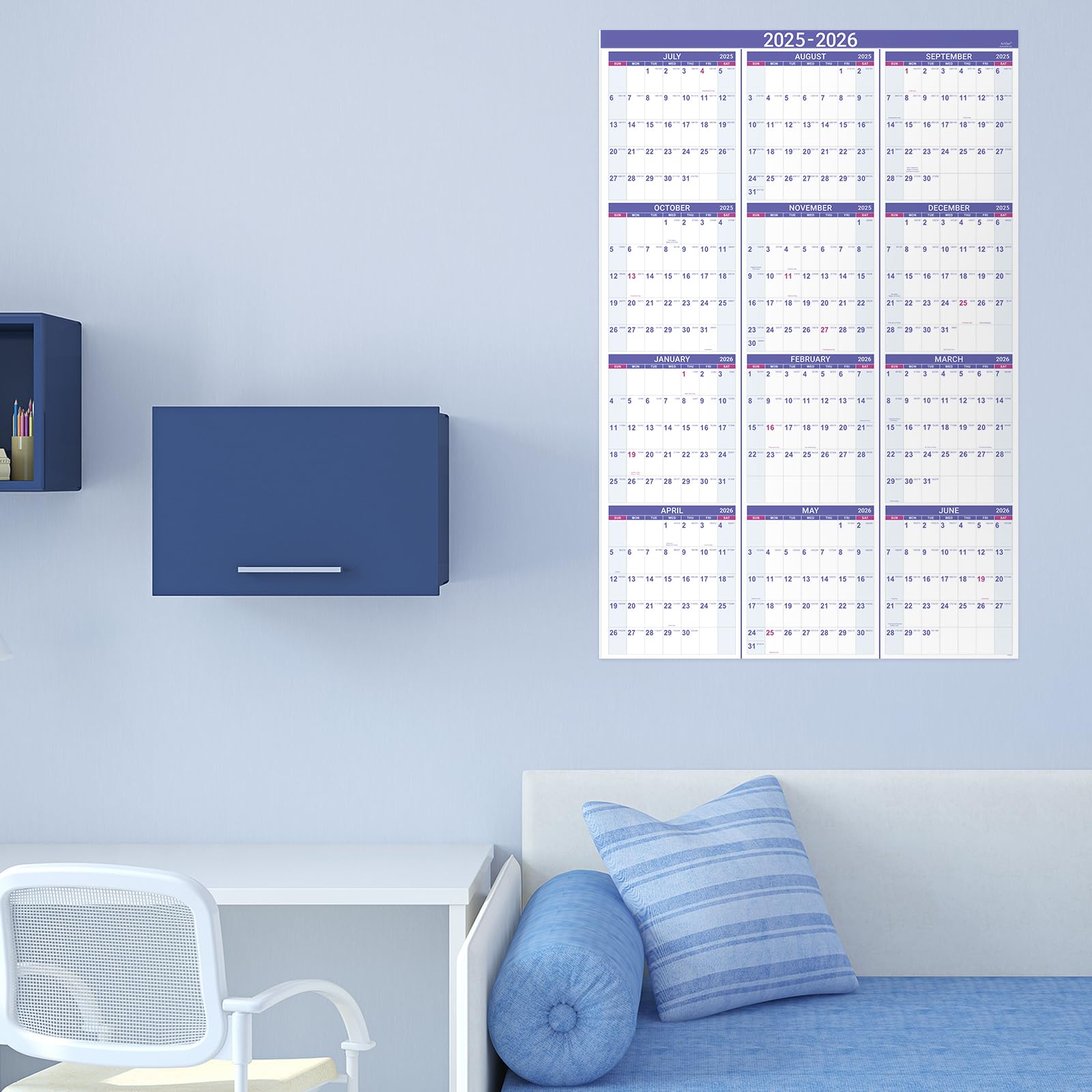 2025-2026 Large Wall Calendar with Julian Dates | July 2025 to June 2026 | 34.8