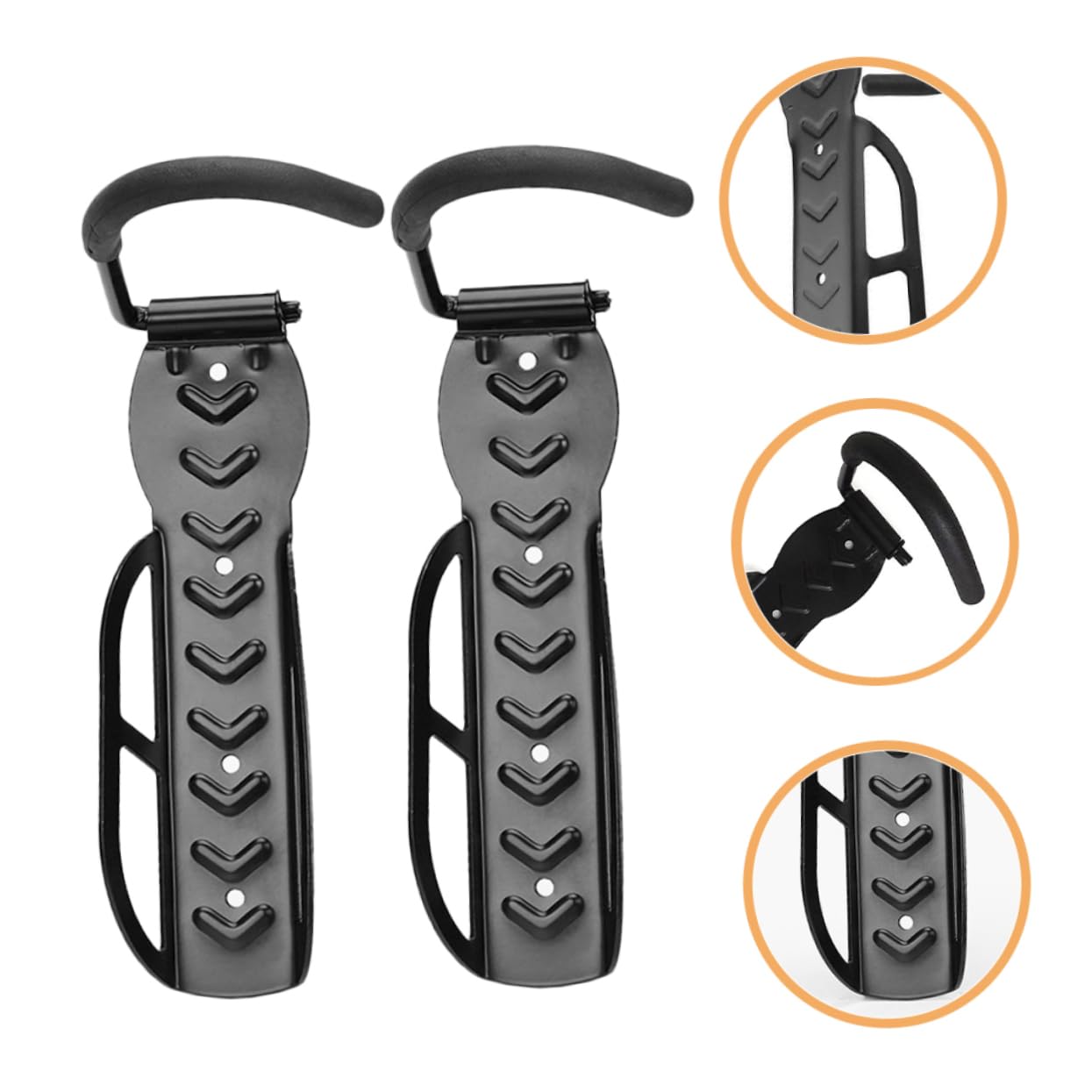 BIUDECO 2-Pack Heavy Duty Bike Hooks - Solid Metal Pedal Mount Bike Hanger for Garage Storage, Wall Mounted Bicycle Organizer - Perfect for Garage, Shed, or Basement Bike Storage