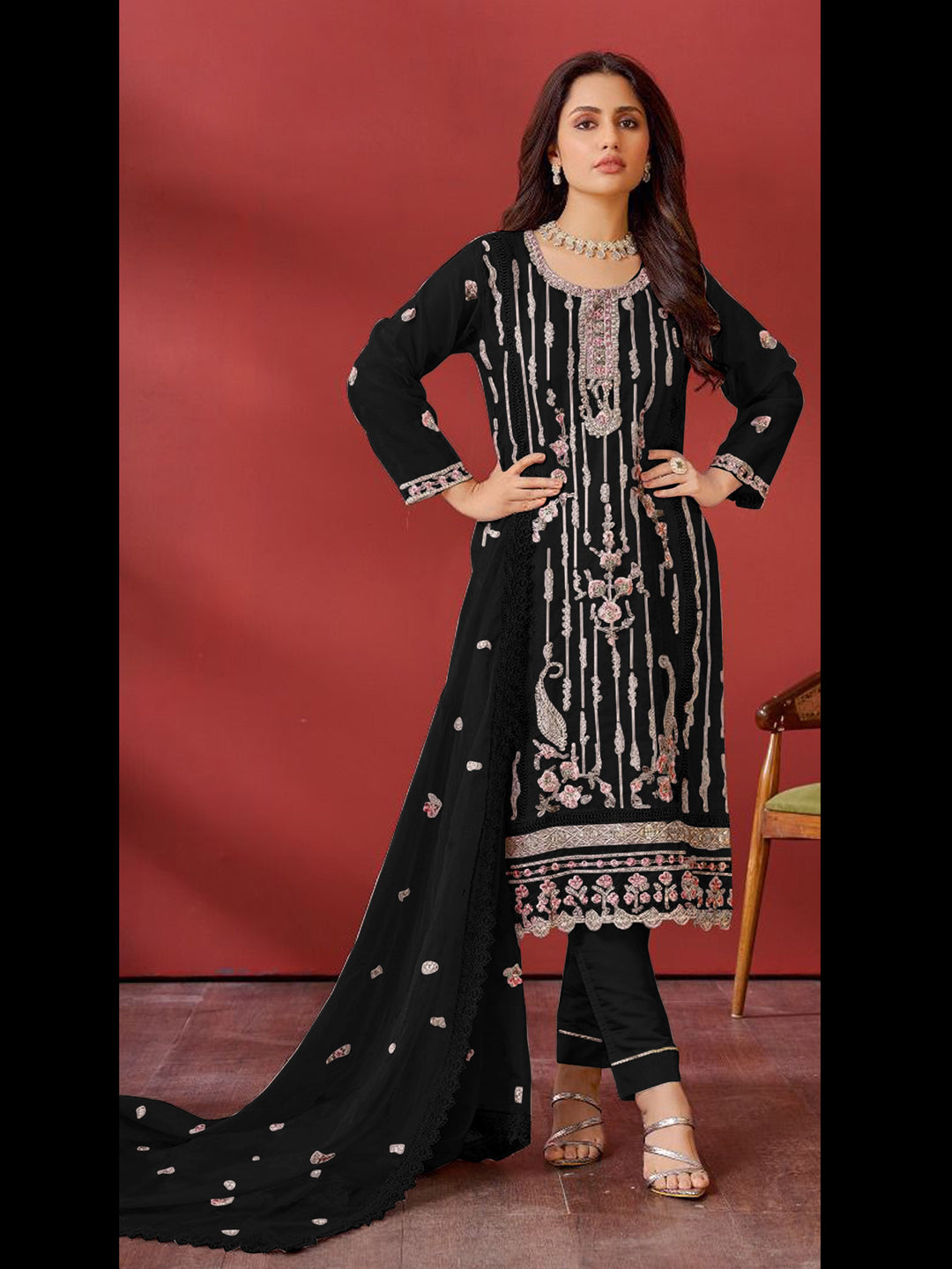 Elegant Black Party Wear Pant Suit with Designer Embroidery - Formal Evening Outfits for Women, Perfect for Weddings, Galas & Special Occasions