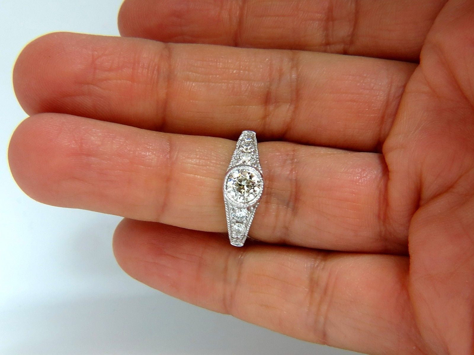 1.85CT Natural European Cut Flush Mount Diamond Ring in 14KT White Gold I/VS - Elegant Wedding Band & Anniversary Gift for Women